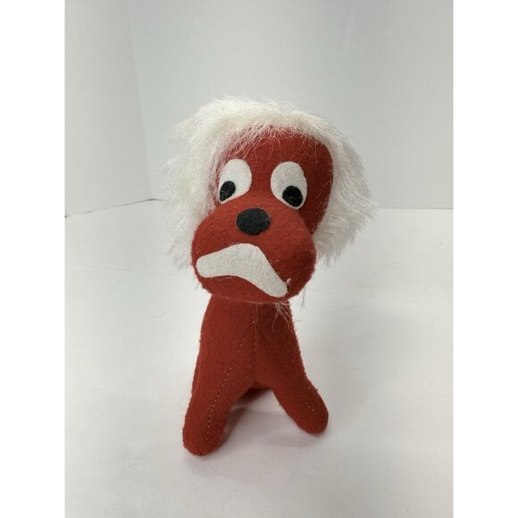 Vintage Felt Velvet Sawdust Stuffed Red Lion Made in Japan 7 Inch - Picture 2 of 7